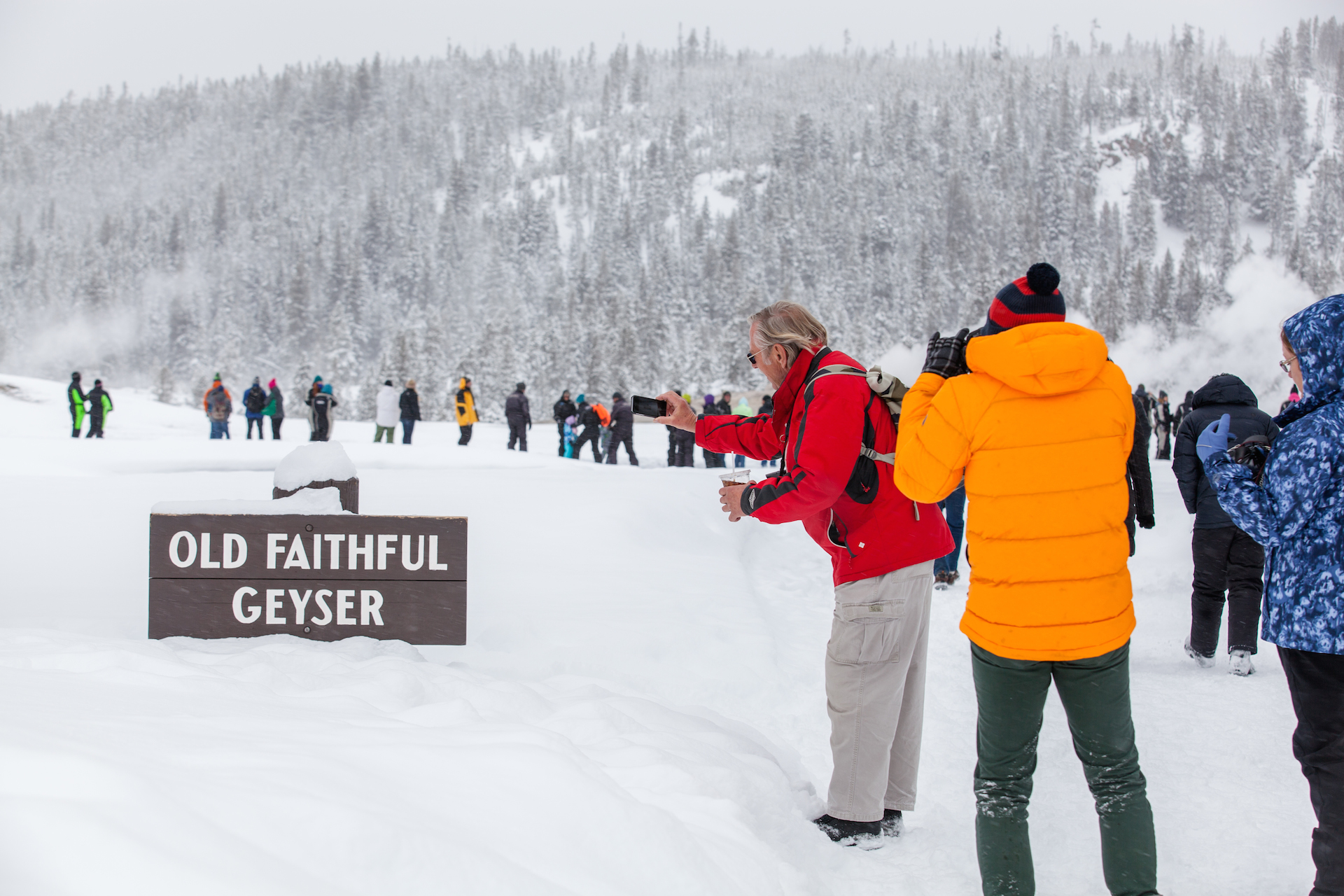 winter visit to Old Faithful in Yellowstone